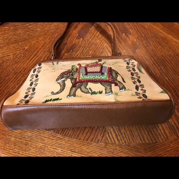 Pretty Vintage Beaded Elephant Canvas Bag! - Picture 5 of 13